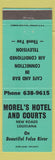 Matchbook Cover - Morel's Hotel and Courts New Roads LA