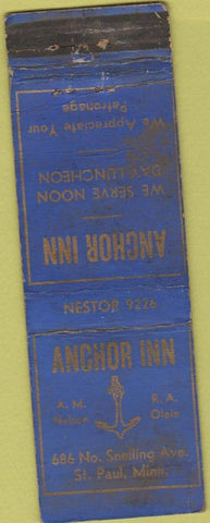Matchbook Cover - Anchor Inn ST Paul MN POOR
