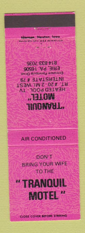 Matchbook Cover - Tranquil Motel Erie PA