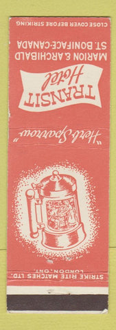Matchbook Cover - Transit Hotel St Boniface MB