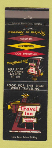 Matchbook Cover - Travel Inn Meridian Jackson Greenwood Biloxi Pascagoula MS