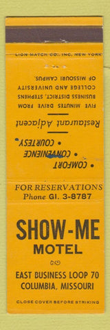 Matchbook Cover - Show ME Motel Columbia MO WEAR