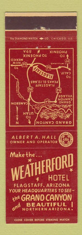 Matchbook Cover - Weatherford Hotel Flagstaff AZ