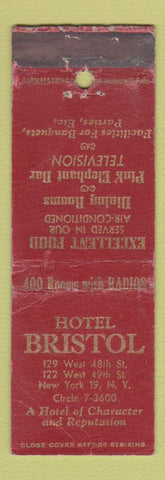 Matchbook Cover - Hotel Bristol New York City WORN