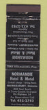 Matchbook Cover - Normandie Hotel Motel Hawkesbury ON WEAR