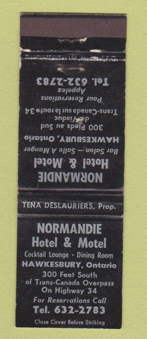 Matchbook Cover - Normandie Hotel Motel Hawkesbury ON WEAR