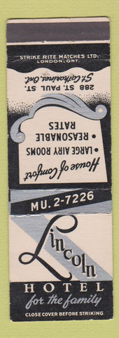 Matchbook Cover - Lincoln Hotel St Catharines ON