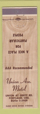 Matchbook Cover - Union Ave Motel Portland OR