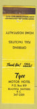 Matchbook Cover - Tyee Motor Hotel Smithers BC WEAR