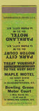 Matchbook Cover Maple Motel Bowling Green Motor Court KY Elizabethtown Park City