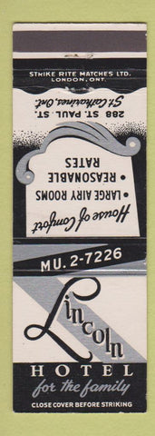 Matchbook Cover - Lincoln Hotel St Catharines ON