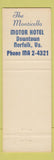 Matchbook Cover - Monticello Motor Hotel Norfolk VA