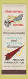 Matchbook Cover - Norfolk and Western Railroad Precision Transportation