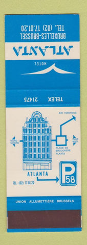Matchbook Cover - Hotel Atlanta Brussels Belgium SAMPLE