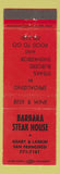 Matchbook Cover - Barbara Steak House San Francisco CA
