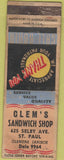 Matchbook Cover - Clem's Sandwich Shop St Paul MN WORN