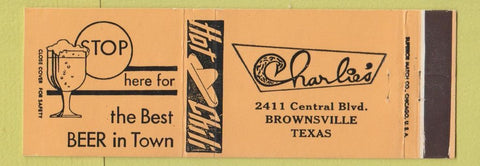Matchbook Cover - Charlie's Restaurant Brownsville TX Full Length