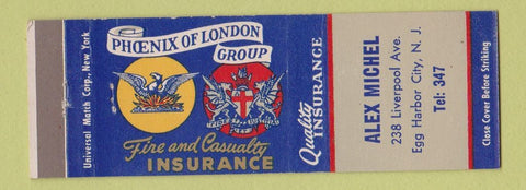 Matchbook Cover - Alex Michel Insurance Egg Harbor City NJ