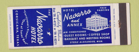 Matchbook Cover - Navarro Hotel Corsicana TX