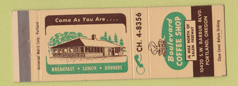 Matchbook Cover - Boulevard Coffee Shop Portland OR