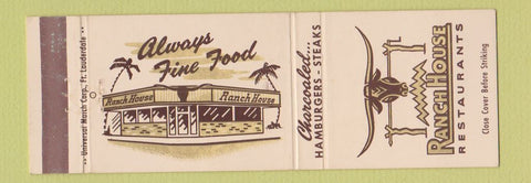 Matchbook Cover - Ranch House Restaurants Fort Lauderdale Boca Raton FL