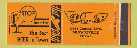Matchbook Cover - Charlie's Restaurant Brownsville TX ORANGE