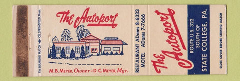 Matchbook Cover - The Autoport State College PA WORN