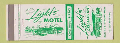 Matchbook Cover - Light's Motel Restaurant Searsport ME