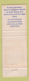 Matchbook Cover - Miller Glass and Mirror Fort Lauderdale FL Full Length