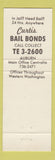 Matchbook Cover - Curtis Bail Bonds Auburn WA
