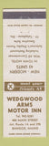 Matchbook Cover - Wedgewood Arms Motor Inn Bangor ME