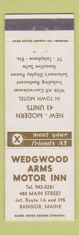 Matchbook Cover - Wedgewood Arms Motor Inn Bangor ME