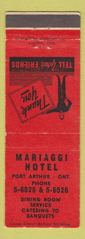 Matchbook Cover - Mariaggi Hotel Port Arthur ON RED