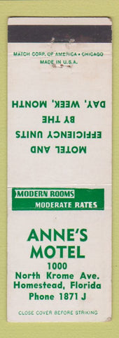 Matchbook Cover - Anne's Motel Homestead FL