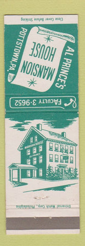 Matchbook Cover - Mansion House Pottstown PA
