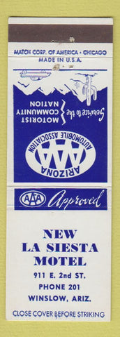 Matchbook Cover - New LA Siesta Motel Winslow AZ