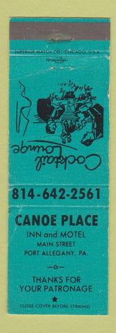 Matchbook Cover - Canoe Place Inn Motel Port Allegany PA WEAR TEAL