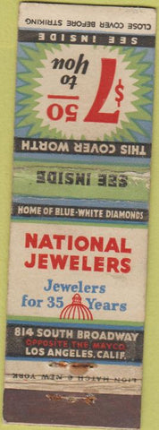 Matchbook Cover - National Jewelers Los Angeles CA WORN
