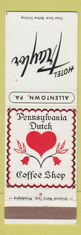 Matchbook Cover - Hotel Traylor Allentown PA Dutch Coffee Shop