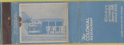 Matchbook Cover - Colonial Restaurant Beverly Hills CA