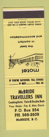 Matchbook Cover - McBride Travellers Inn McBride BC WEAR