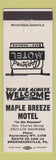 Matchbook Cover - Maple Breeze Motel Brodheadsville PA