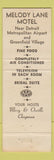 Matchbook Cover - Melody Lane Motel Taylor MI