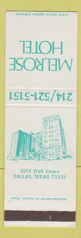 Matchbook Cover - Melrose Hotel Dallas TX