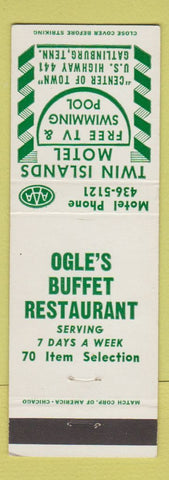 Matchbook Cover - Ogle's Buffet Restaurant Twin Islands Motel Gatlinburg TN