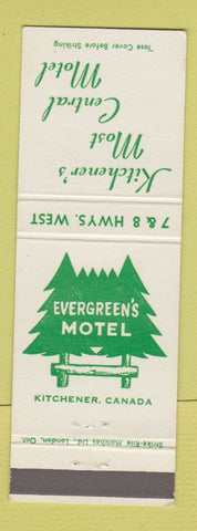 Matchbook Cover - Evergreen's Motel Kitchener ON