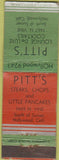 Matchbook Cover - Pitt's Cocktails Hollywood CA CREASES