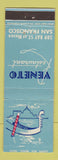 Matchbook Cover - Veneto Restaurant San Francisco CA