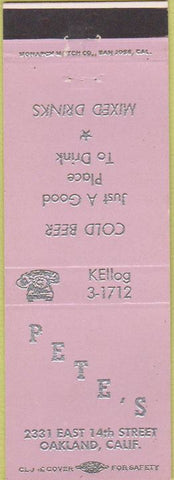 Matchbook Cover - Pete's Oakland CA