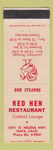 Matchbook Cover - Red Hen Restaurant Napa CA